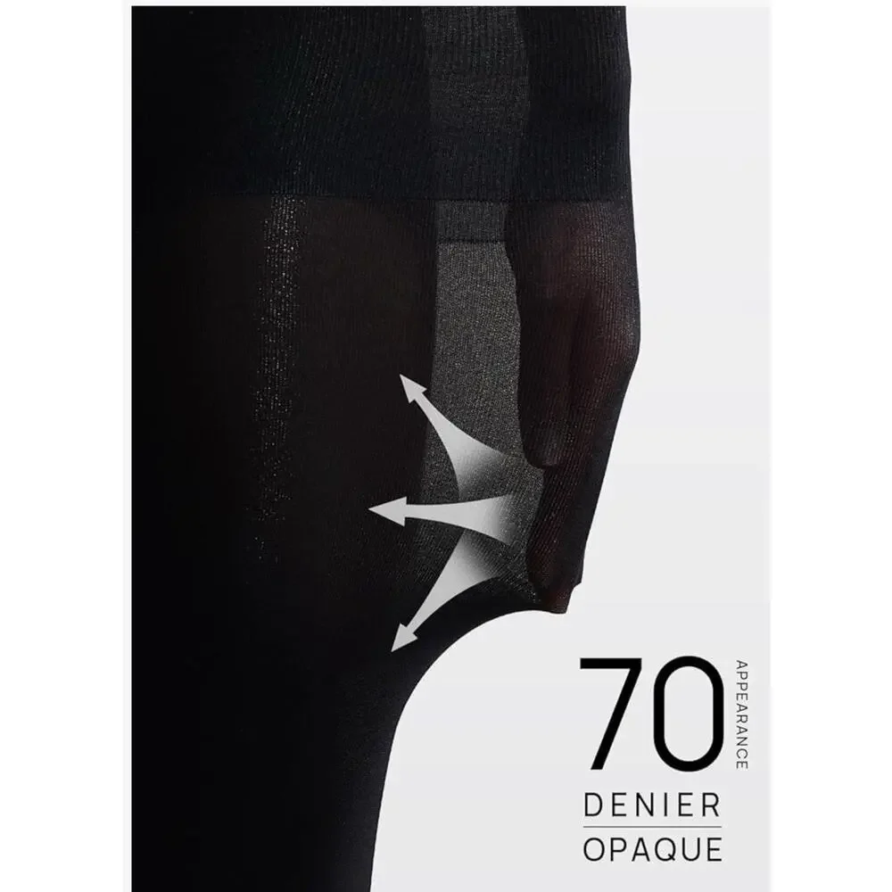 YAGAXI Opaque Control Top Pantyhose, 3 Pairs High Waist 70D Size Medium